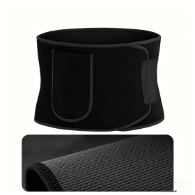 Unisex Waist Trimmer with Phone Pocket Slimming Belt Tummy Toning (Color: BLACK)