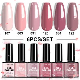 LIMEGIRL 6pcs Gel Polish Set 6 Vibrant Colors UV Gel NailPolish Red Blue Green Hema TMPTA TPO 3-free AllSeasons NailGel for Christmas Gift Women (Color: HC025-2)