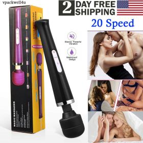 Multi-Speed Vibrating Powerful Wired Massager Wand Full Body Magic Therapy Motor (Color: BLACK)